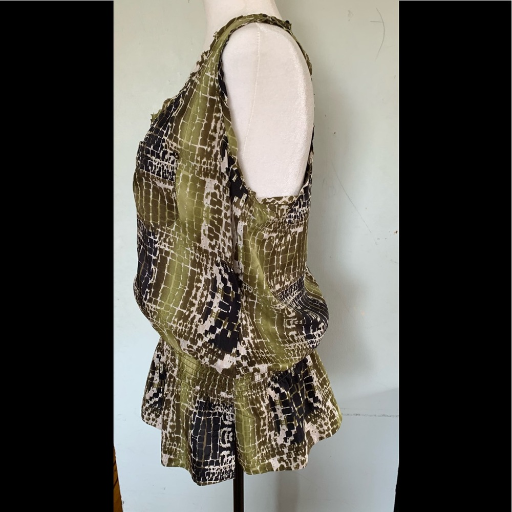 BEBE Green Alligator Print Racerback Tank Top